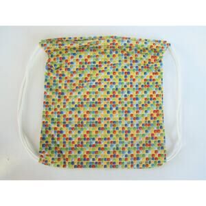 Multi Colored Squares Drawstring Backpack library bag travel bag